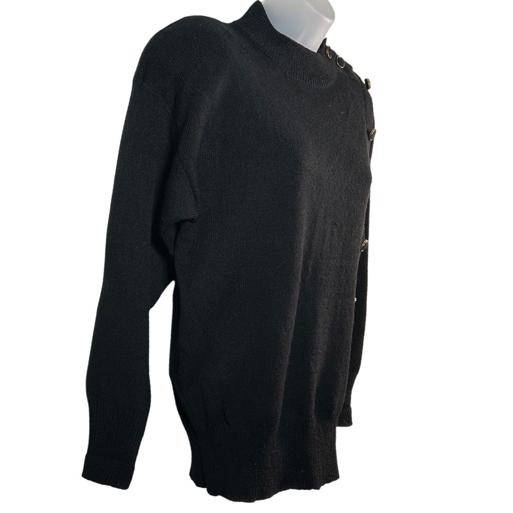 Ann Wi Womens Mock Neck Sweater Asymmetrical Gold Buttons Vintage '90s Small VTG - Picture 3 of 8